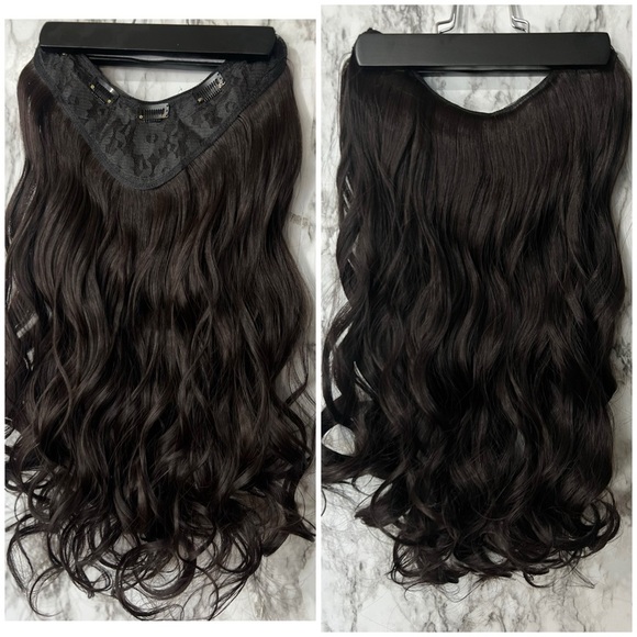 22 In Volumizing U Shaped Clip Dark Brown Wave Wavy Extension One hair Piece - Picture 1 of 7